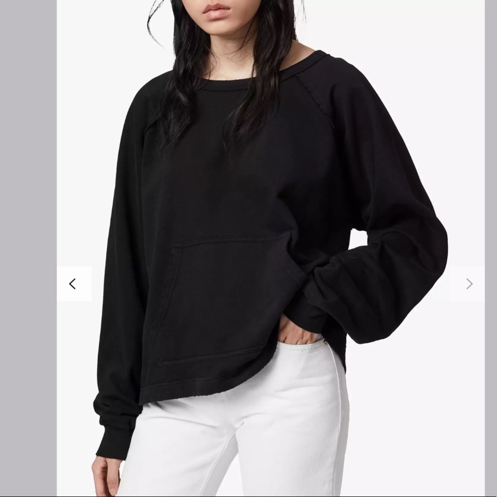 ALL SAINTS JESSI CREW NECK BLACK SWEATSHIRT